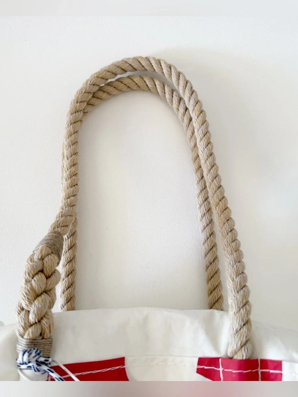 Sea Bags Maine Sailcloth Tote with Red Graphic Rope Handles Summer Nautical NWT
